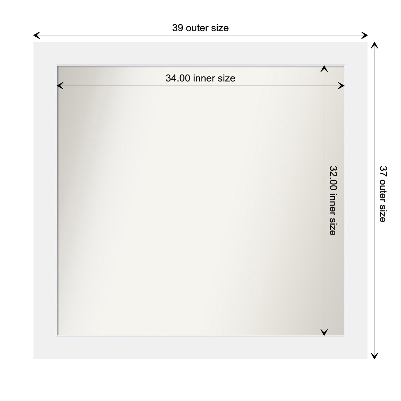 Corvino White Non-Beveled Custom Framed Bathroom Vanity Wall Mirror